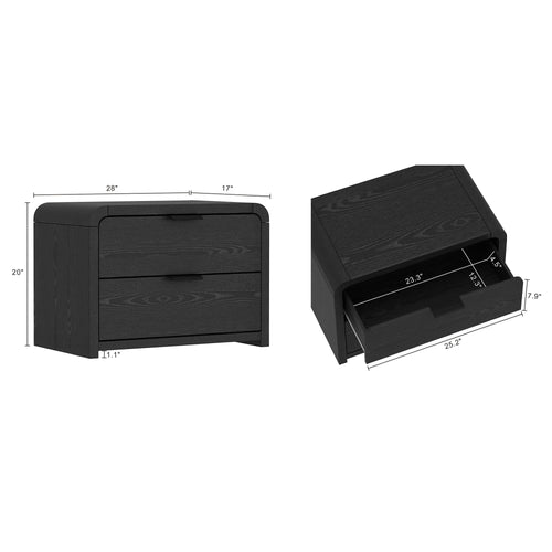 Grace 28" Nightstand (2-Drawer) in Black