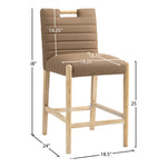Aimee Vegan Leather Upholstered Counter Stool in Brown