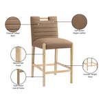 Aimee Vegan Leather Upholstered Counter Stool in Brown