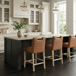 Aimee Vegan Leather Upholstered Counter Stool in Cognac