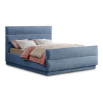 Paxton Chenille Fabric Upholstered King Bed (3 Boxes) in Light Blue