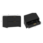 Grace 28" Nightstand (2-Drawer) in Black and Gold