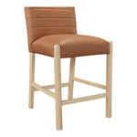 Aimee Vegan Leather Upholstered Counter Stool in Cognac