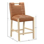 Aimee Vegan Leather Upholstered Counter Stool in Cognac