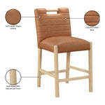 Aimee Vegan Leather Upholstered Counter Stool in Cognac