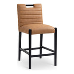 Aimee Vegan Leather Upholstered Counter Stool in Cognac