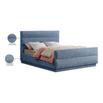 Paxton Chenille Fabric Upholstered King Bed (3 Boxes) in Light Blue