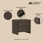 Linda 24" Nightstand (2-Drawer) in Walnut Brown