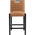 Aimee Vegan Leather Upholstered Counter Stool in Cognac