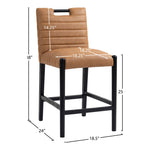 Aimee Vegan Leather Upholstered Counter Stool in Cognac