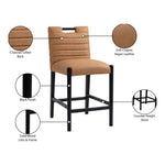 Aimee Vegan Leather Upholstered Counter Stool in Cognac