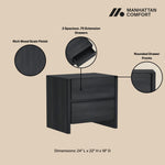 Linda 24" Nightstand (2-Drawer) in Charcoal Gray