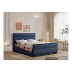 Paxton Chenille Fabric Upholstered King Bed (3 Boxes) in Navy