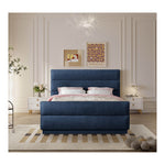 Paxton Chenille Fabric Upholstered King Bed (3 Boxes) in Navy