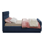 Paxton Chenille Fabric Upholstered King Bed (3 Boxes) in Navy