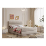Paxton Chenille Fabric Upholstered Queen Bed (3 Boxes) in Beige