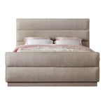 Paxton Chenille Fabric Upholstered Queen Bed (3 Boxes) in Beige