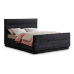 Paxton Chenille Fabric Upholstered Queen Bed (3 Boxes) in Black