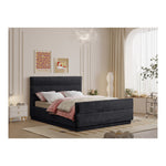 Paxton Chenille Fabric Upholstered Queen Bed (3 Boxes) in Black