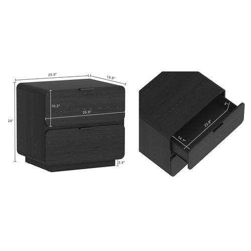 Chrystie 26" Nightstand (2-Drawer) in Black