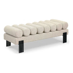 Akeela Linen Textured Fabric Upholstered Bench in Beige