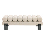 Akeela Linen Textured Fabric Upholstered Bench in Beige