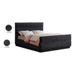 Paxton Chenille Fabric Upholstered Queen Bed (3 Boxes) in Black