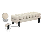 Akeela Linen Textured Fabric Upholstered Bench in Beige