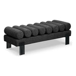Akeela Linen Textured Fabric Upholstered Bench in Black