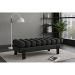 Akeela Linen Textured Fabric Upholstered Bench in Black
