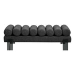 Akeela Linen Textured Fabric Upholstered Bench in Black