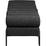 Akeela Linen Textured Fabric Upholstered Bench in Black
