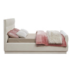 Paxton Chenille Fabric Upholstered Queen Bed (3 Boxes) in Cream