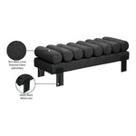Akeela Linen Textured Fabric Upholstered Bench in Black
