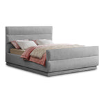 Paxton Chenille Fabric Upholstered Queen Bed (3 Boxes) in Grey