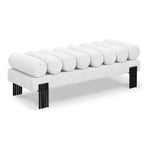 Akeela Linen Textured Fabric Upholstered Bench in Cream