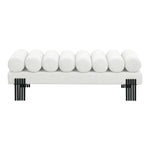 Akeela Linen Textured Fabric Upholstered Bench in Cream