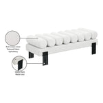 Akeela Linen Textured Fabric Upholstered Bench in Cream