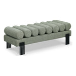 Akeela Linen Textured Fabric Upholstered Bench in Green