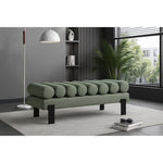 Akeela Linen Textured Fabric Upholstered Bench in Green