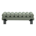 Akeela Linen Textured Fabric Upholstered Bench in Green