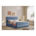 Paxton Chenille Fabric Upholstered Queen Bed (3 Boxes) in Light Blue