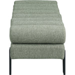Akeela Linen Textured Fabric Upholstered Bench in Green