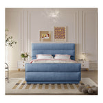 Paxton Chenille Fabric Upholstered Queen Bed (3 Boxes) in Light Blue