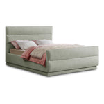Paxton Chenille Fabric Upholstered Queen Bed (3 Boxes) in Mint