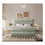 Paxton Chenille Fabric Upholstered Queen Bed (3 Boxes) in Mint