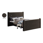 Elias Boucle Fabric Upholstered King Bed in Brown