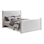 Elias Boucle Fabric Upholstered King Bed in Cream