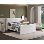 Elias Boucle Fabric Upholstered King Bed in Cream