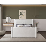 Elias Boucle Fabric Upholstered King Bed in Cream